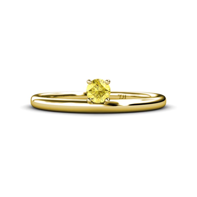 Celeste Bold 4.00 mm Round Yellow Sapphire Solitaire Asymmetrical Stackable Ring 