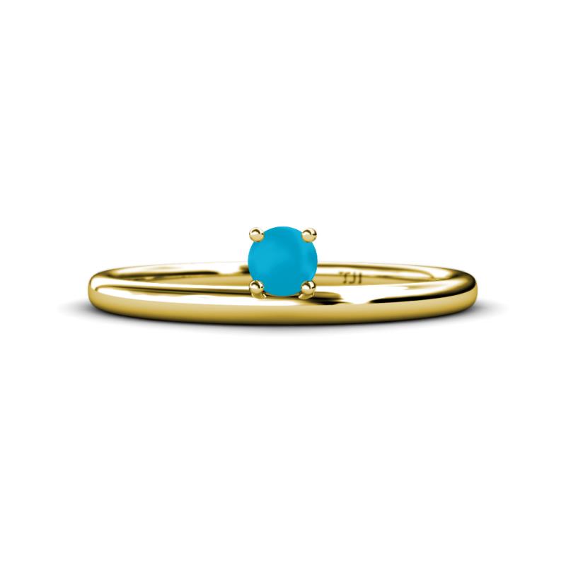 Celeste Bold 4.00 mm Round Turquoise Solitaire Asymmetrical Stackable Ring 