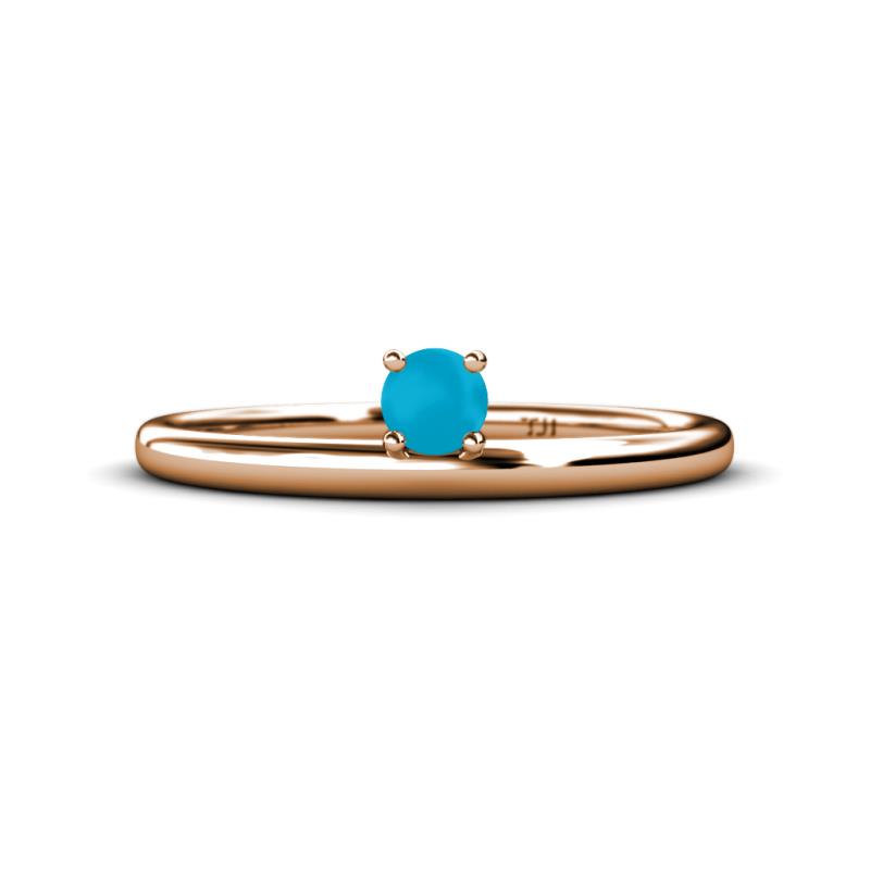 Celeste Bold 4.00 mm Round Turquoise Solitaire Asymmetrical Stackable Ring 