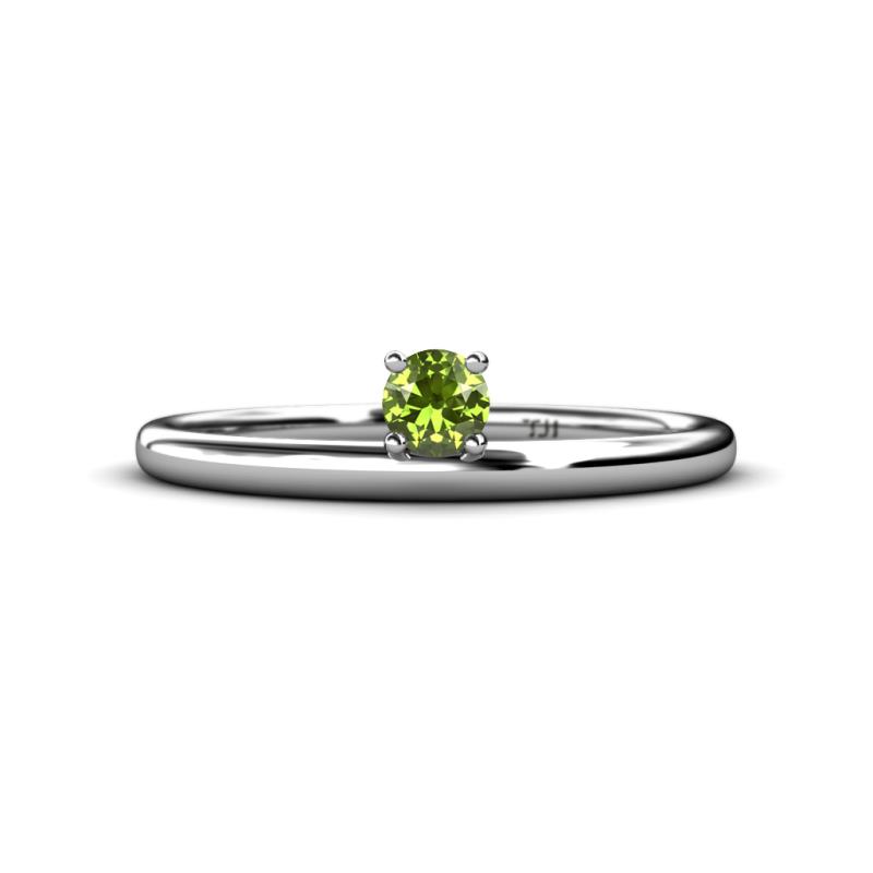 Celeste Bold 4.00 mm Round Peridot Solitaire Asymmetrical Stackable Ring 