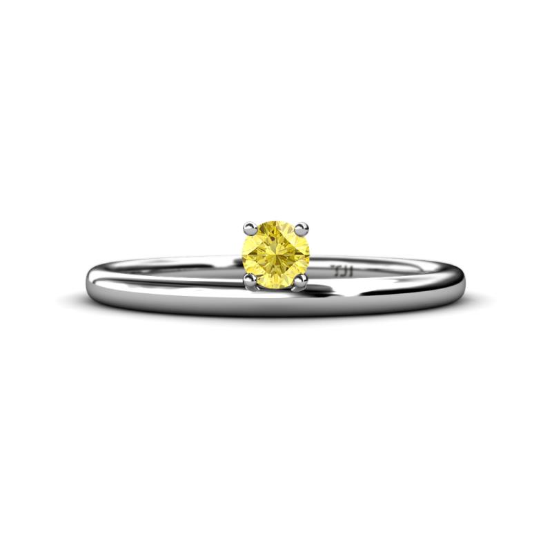 Celeste Bold 4.00 mm Round Yellow Sapphire Solitaire Asymmetrical Stackable Ring 
