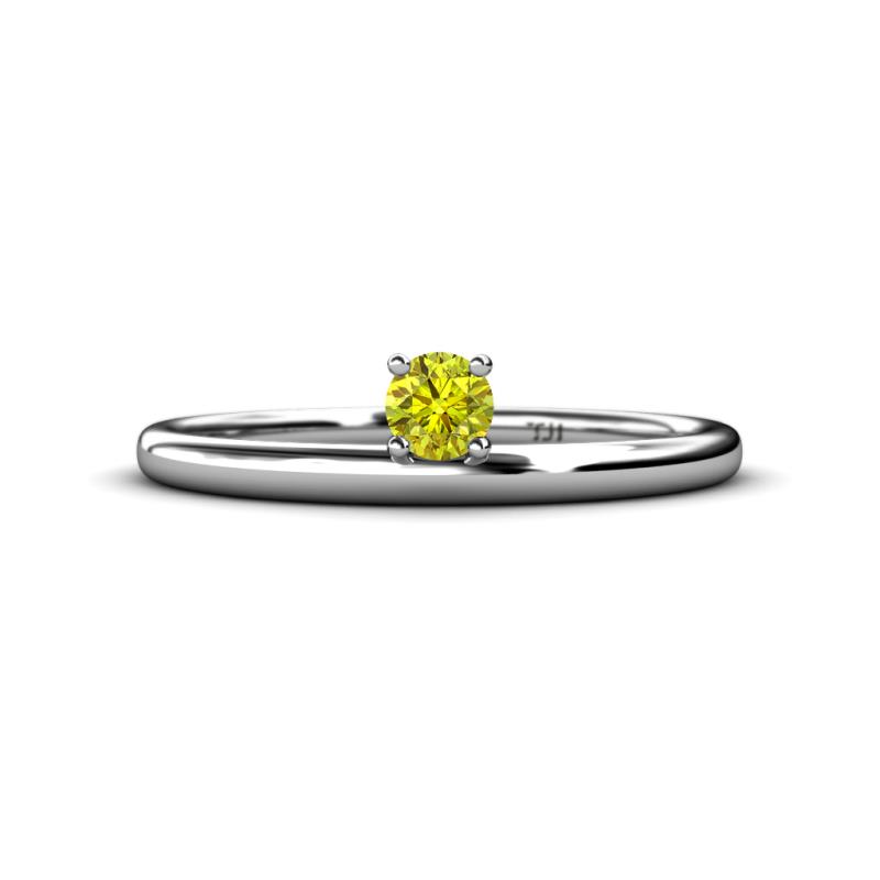 Celeste Bold 4.00 mm Round Yellow Diamond Solitaire Asymmetrical Stackable Ring 