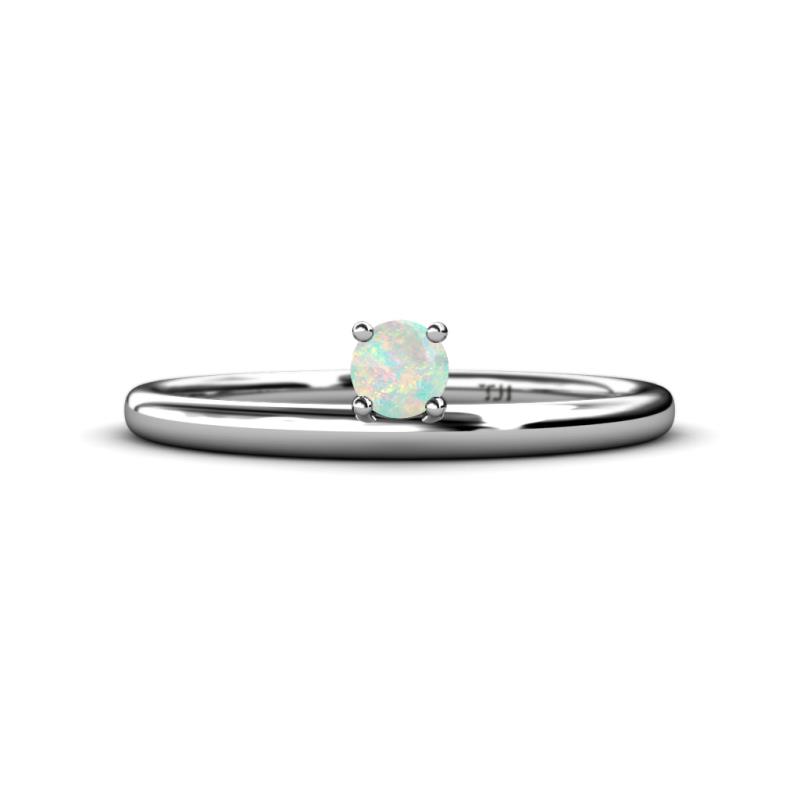 Celeste Bold 4.00 mm Round Opal Solitaire Asymmetrical Stackable Ring 