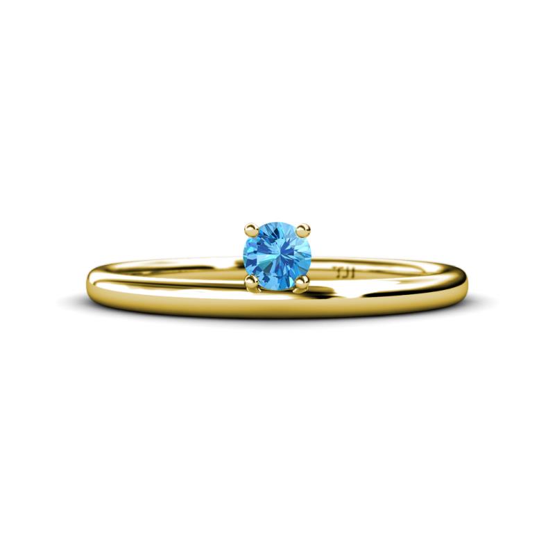 Celeste Bold 4.00 mm Round Blue Topaz Solitaire Asymmetrical Stackable Ring 