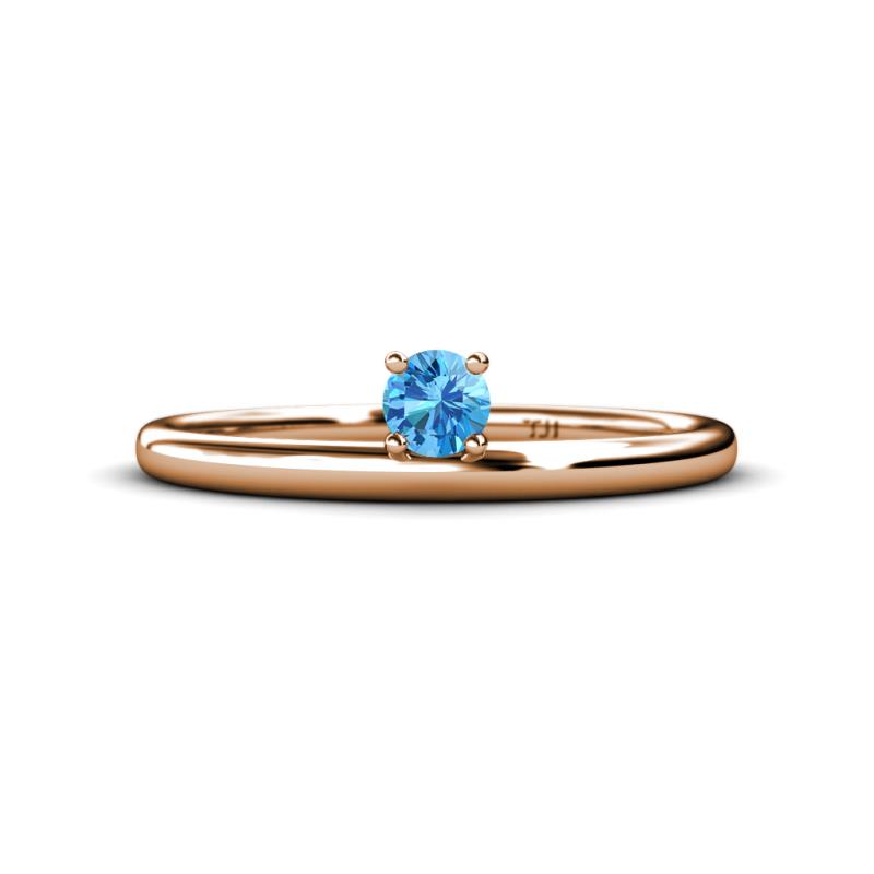 Celeste Bold 4.00 mm Round Blue Topaz Solitaire Asymmetrical Stackable Ring 