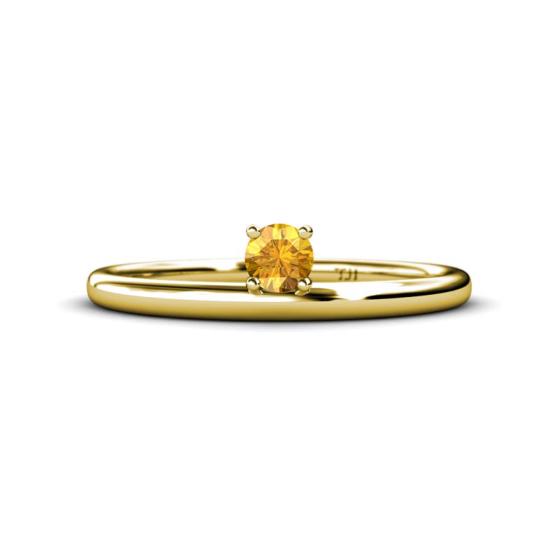 Celeste Bold 4.00 mm Round Citrine Solitaire Asymmetrical Stackable Ring 