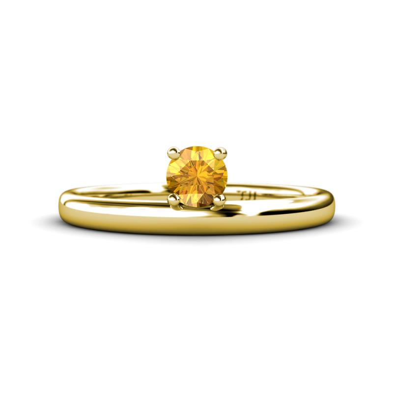 Celeste Bold 5.00 mm Round Citrine Solitaire Asymmetrical Stackable Ring 