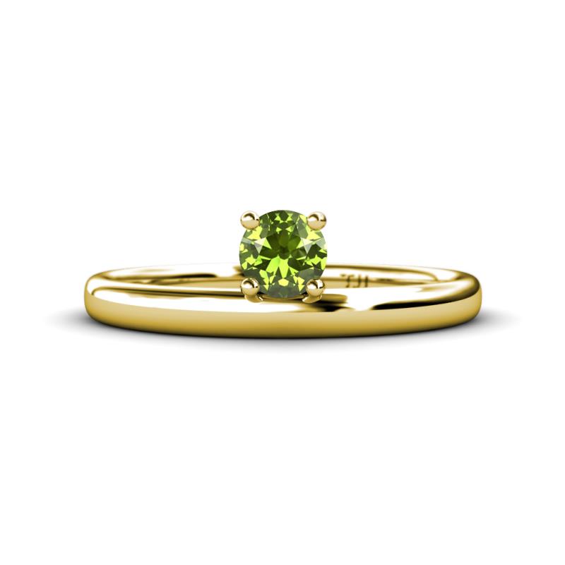Celeste Bold 5.00 mm Round Peridot Solitaire Asymmetrical Stackable Ring 