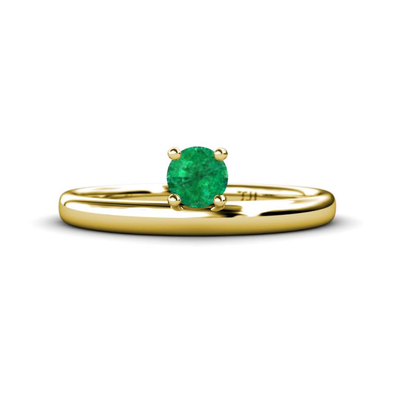 Celeste Bold 5.00 mm Round Emerald Solitaire Asymmetrical Stackable Ring 