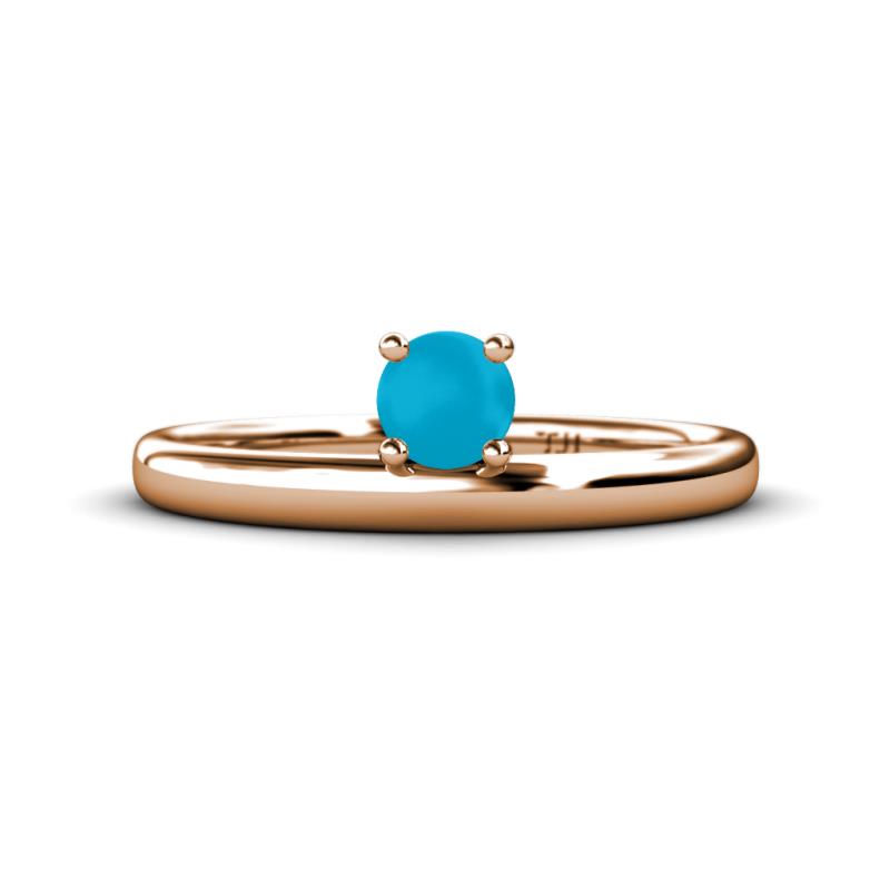 Celeste Bold 5.00 mm Round Turquoise Solitaire Asymmetrical Stackable Ring 