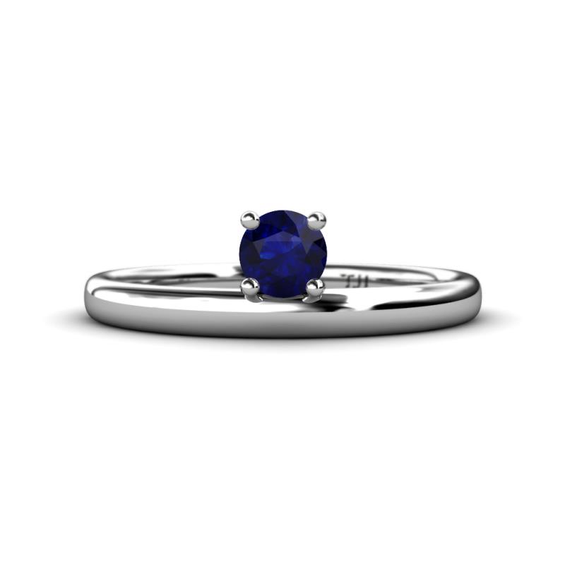 Celeste Bold 5.00 mm Round Blue Sapphire Solitaire Asymmetrical Stackable Ring 