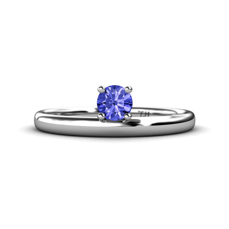Celeste Bold 5.00 mm Round Tanzanite Solitaire Asymmetrical Stackable Ring 