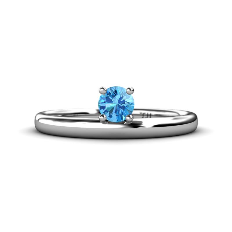Celeste Bold 5.00 mm Round Blue Topaz Solitaire Asymmetrical Stackable Ring 