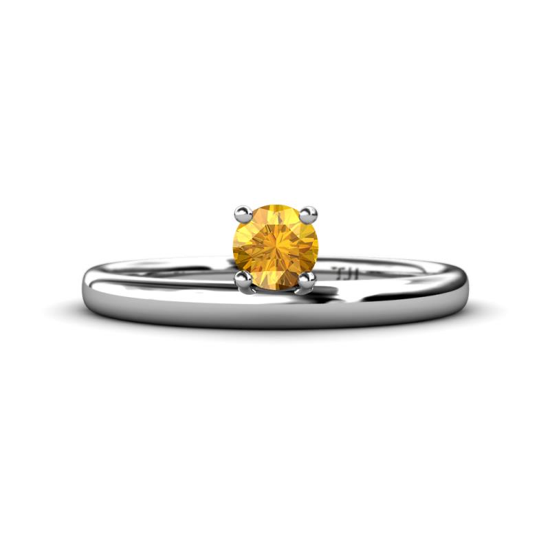 Celeste Bold 5.00 mm Round Citrine Solitaire Asymmetrical Stackable Ring 