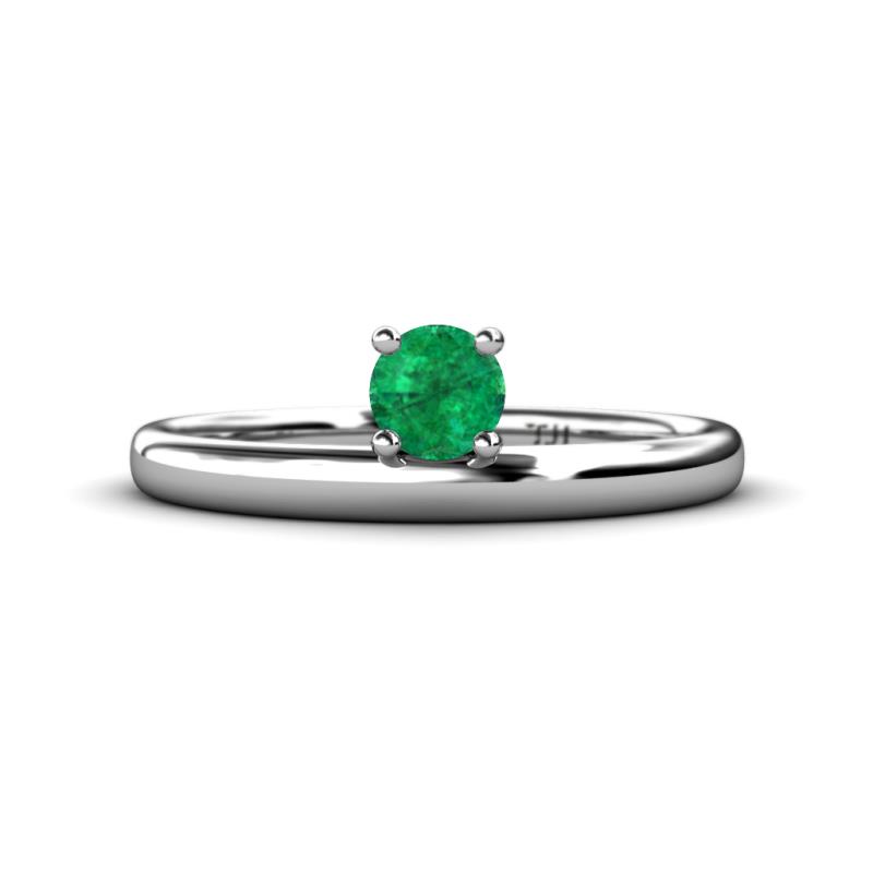 Celeste Bold 5.00 mm Round Emerald Solitaire Asymmetrical Stackable Ring 
