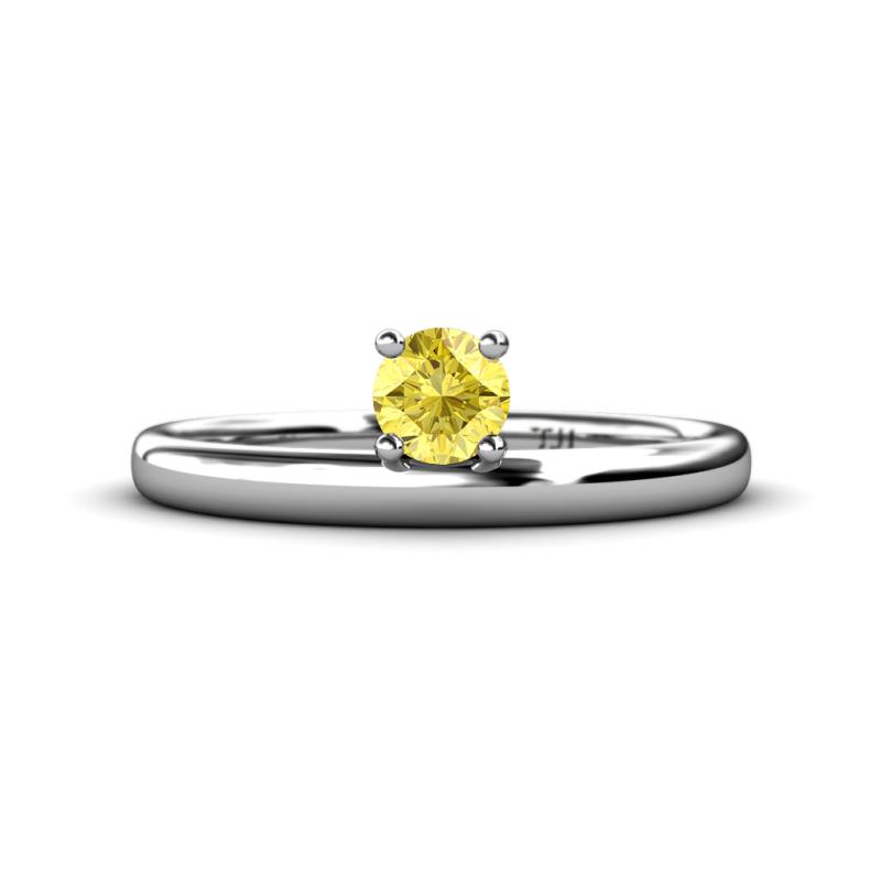 Celeste Bold 5.00 mm Round Lab Created Yellow Sapphire Solitaire Asymmetrical Stackable Ring 