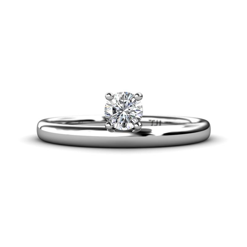 Celeste Bold 0.50 ct GIA Certified Natural Diamond Round (5.00 mm) Solitaire Asymmetrical Stackable Ring 