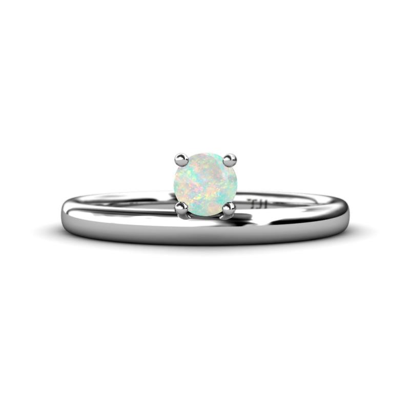 Celeste Bold 5.00 mm Round Opal Solitaire Asymmetrical Stackable Ring 