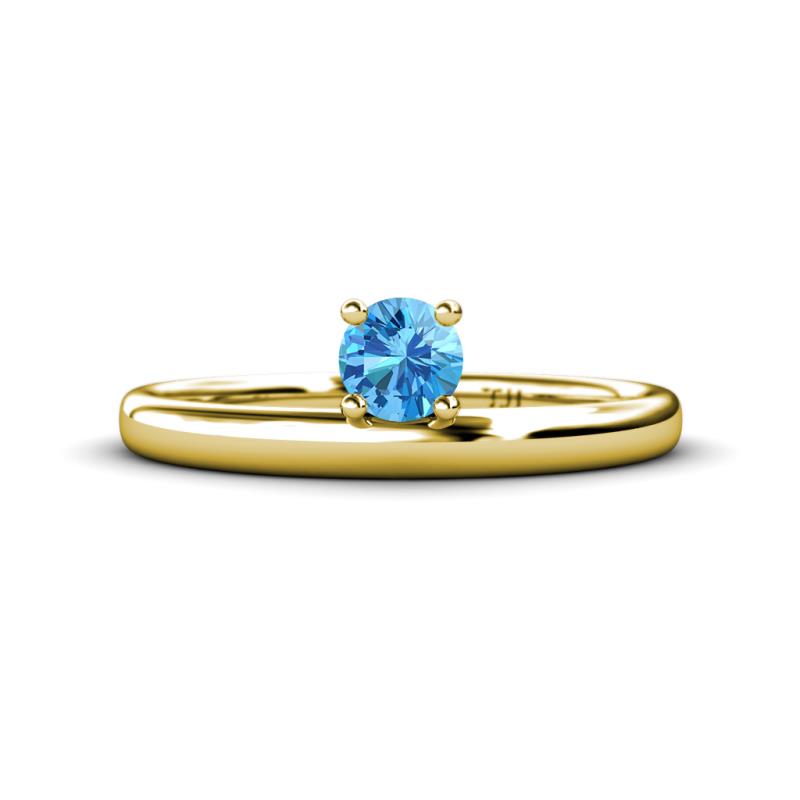 Celeste Bold 5.00 mm Round Blue Topaz Solitaire Asymmetrical Stackable Ring 