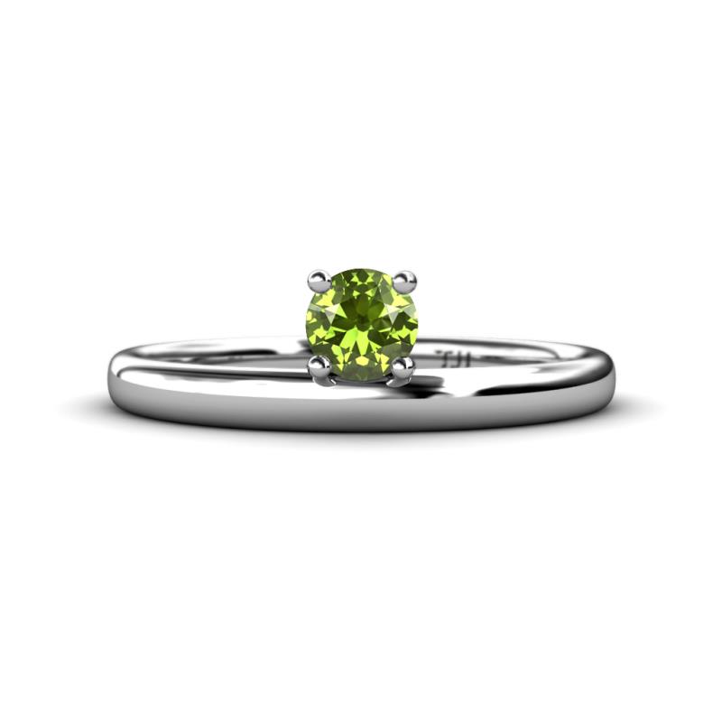 Celeste Bold 5.00 mm Round Peridot Solitaire Asymmetrical Stackable Ring 