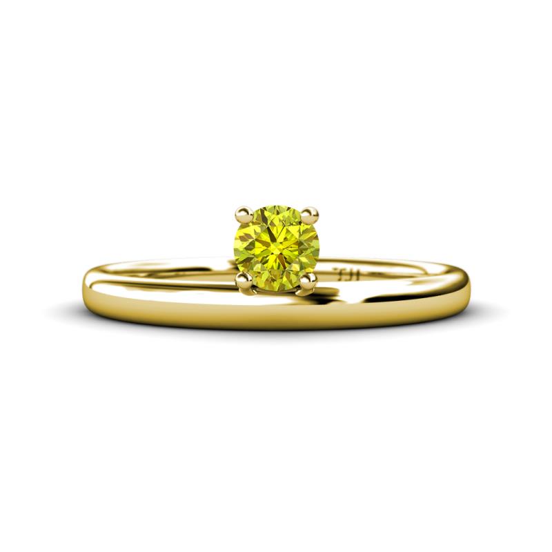 Celeste Bold 5.00 mm Round Yellow Diamond Solitaire Asymmetrical Stackable Ring 