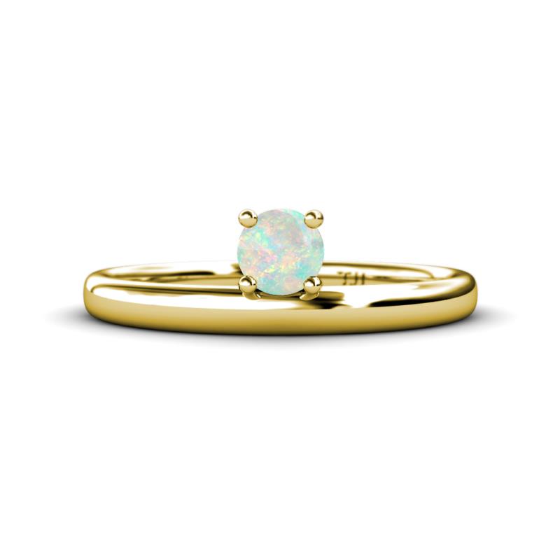 Celeste Bold 5.00 mm Round Opal Solitaire Asymmetrical Stackable Ring 