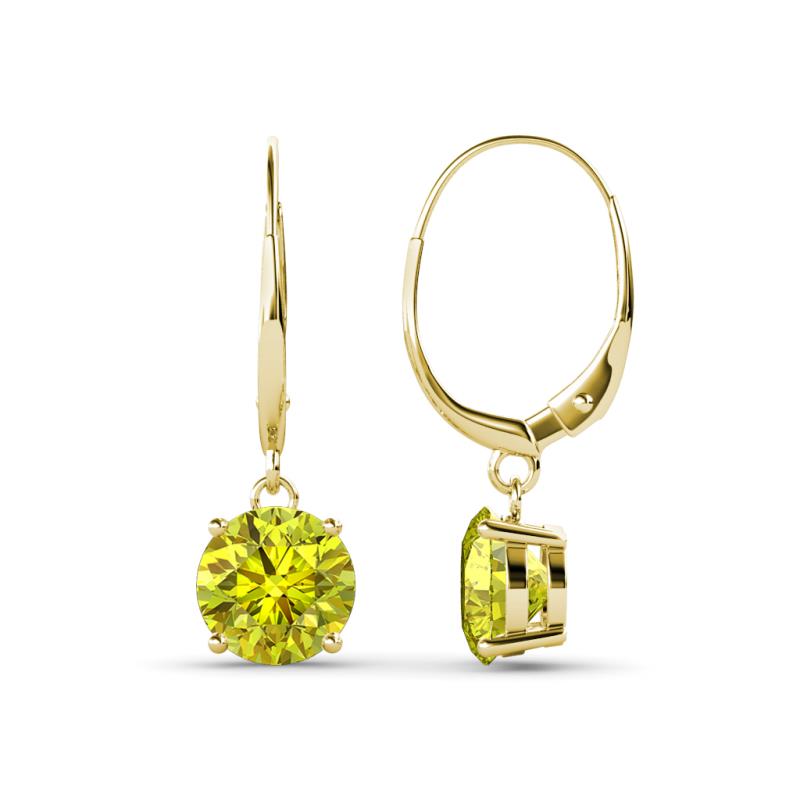 Grania Yellow Diamond (6mm) Solitaire Dangling Earrings 