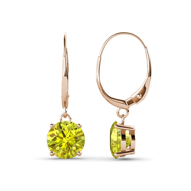 Grania Yellow Diamond (6mm) Solitaire Dangling Earrings 