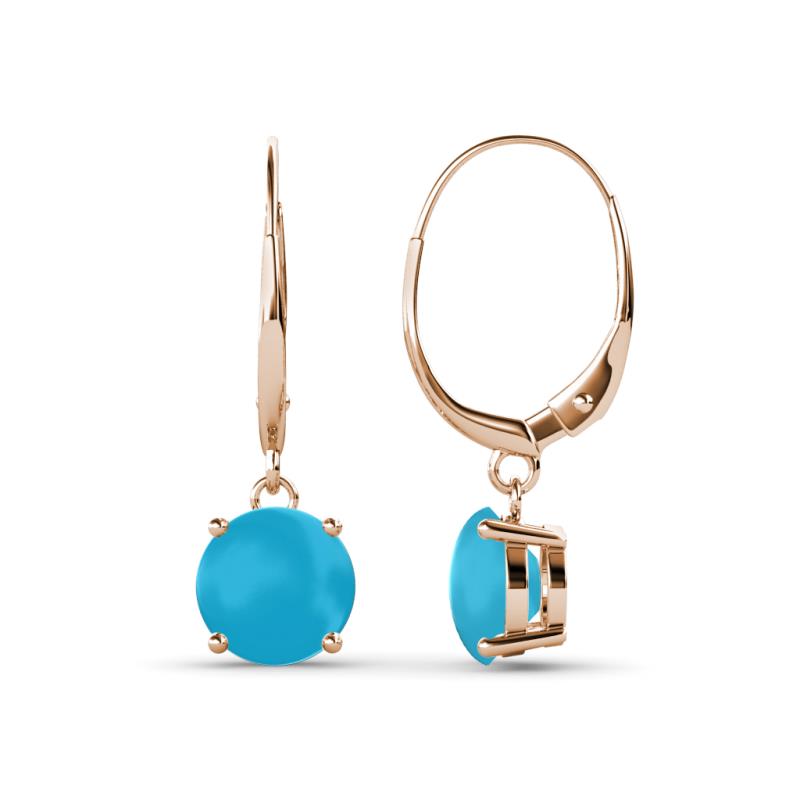 Grania Turquoise (6mm) Solitaire Dangling Earrings 