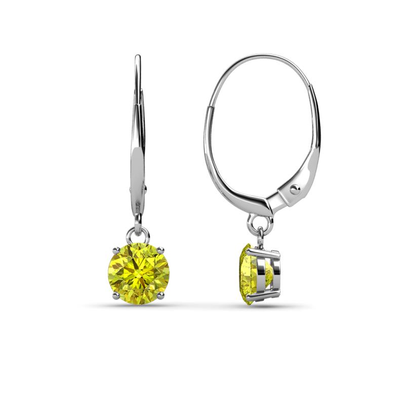 Grania Yellow Diamond (5mm) Solitaire Dangling Earrings 