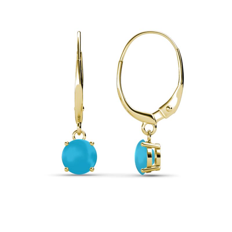 Grania Turquoise (5mm) Solitaire Dangling Earrings 
