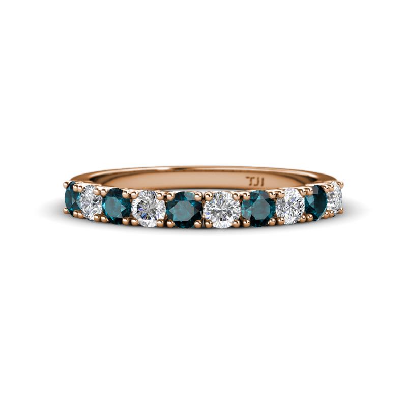 Emlynn 3.00 mm London Blue Topaz and Diamond 10 Stone Wedding Band 