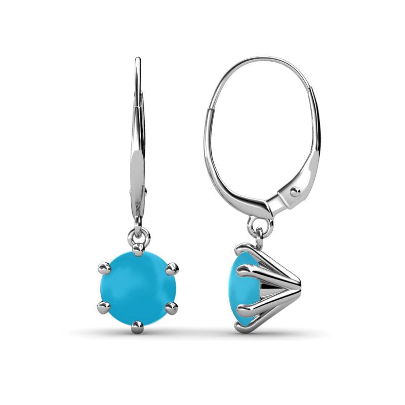 Calla Turquoise (6mm) Solitaire Dangling Earrings 