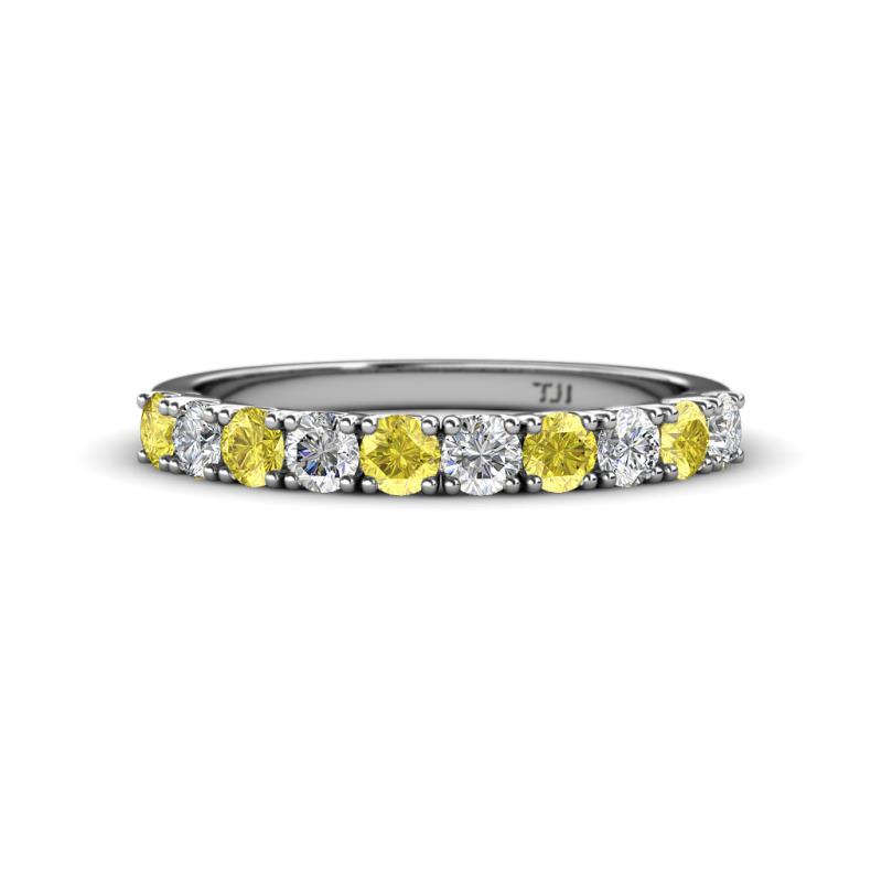 Emlynn 3.00 mm Yellow Sapphire and Lab Grown Diamond 10 Stone Wedding Band 