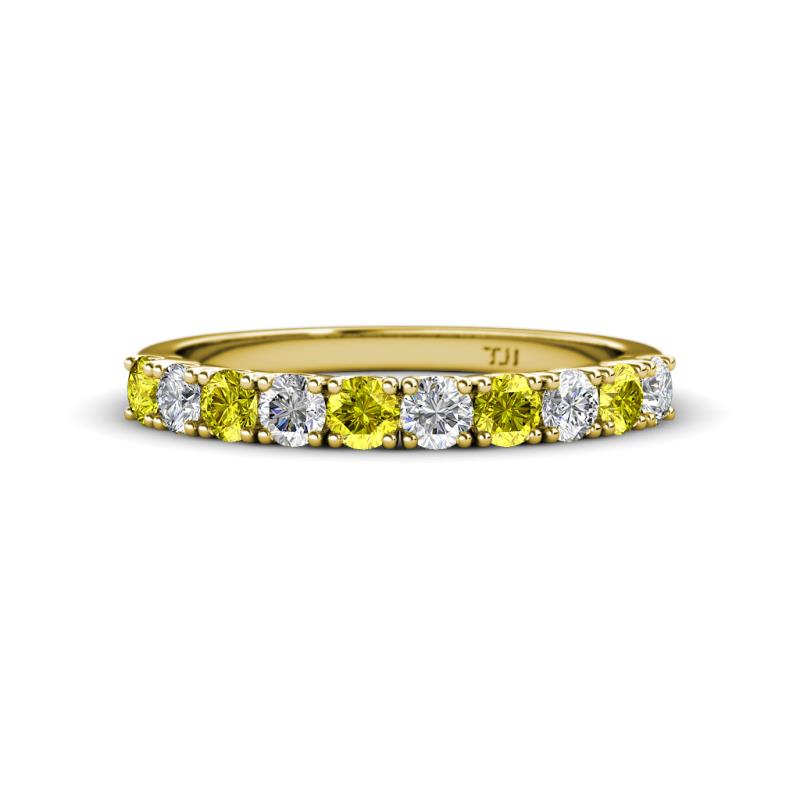 Emlynn 3.00 mm Yellow Diamond and White Lab Grown Diamond 10 Stone Wedding Band 