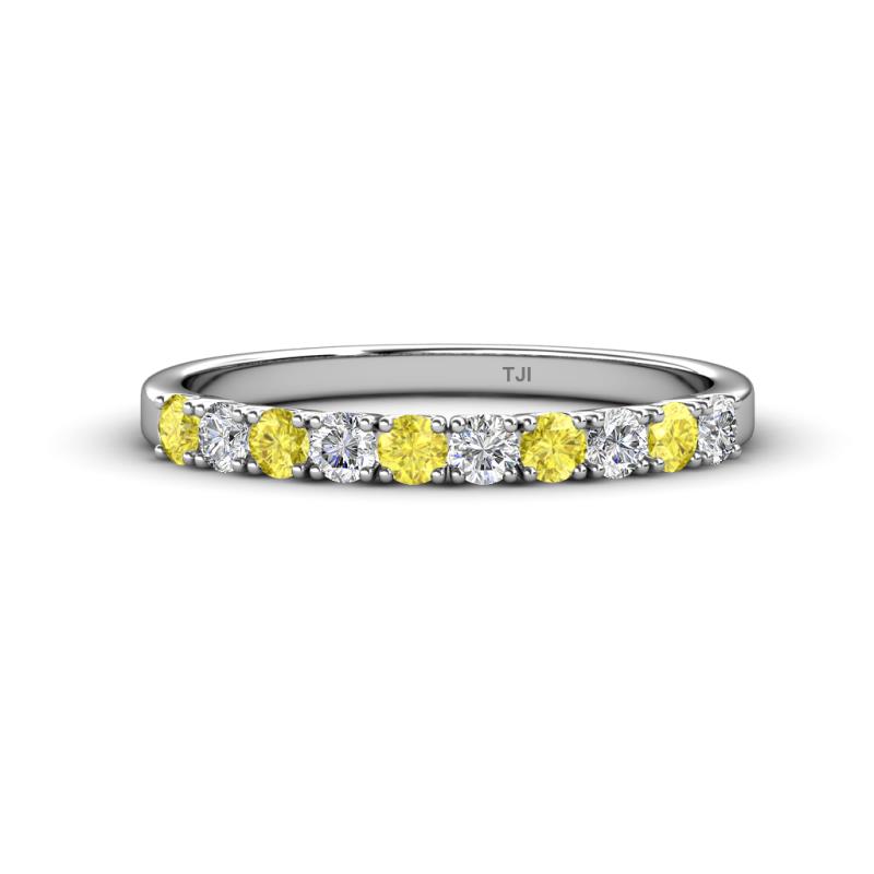 Emlynn 2.70 mm Yellow Sapphire and Lab Grown Diamond 10 Stone Wedding Band 