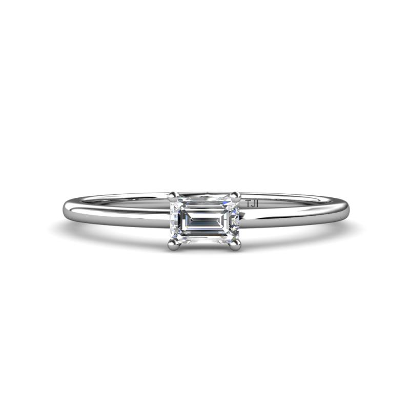 Norina Classic Emerald Cut 6x4 mm Lab Grown Diamond East West Solitaire Engagement Ring 