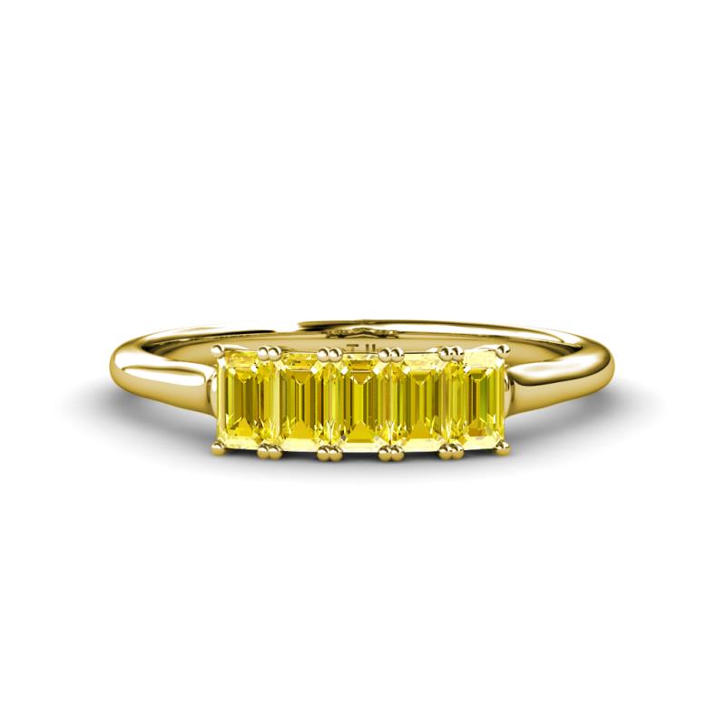 Noura 5x3 mm Emerald Cut Yellow Sapphire 5 Stone Wedding Band 