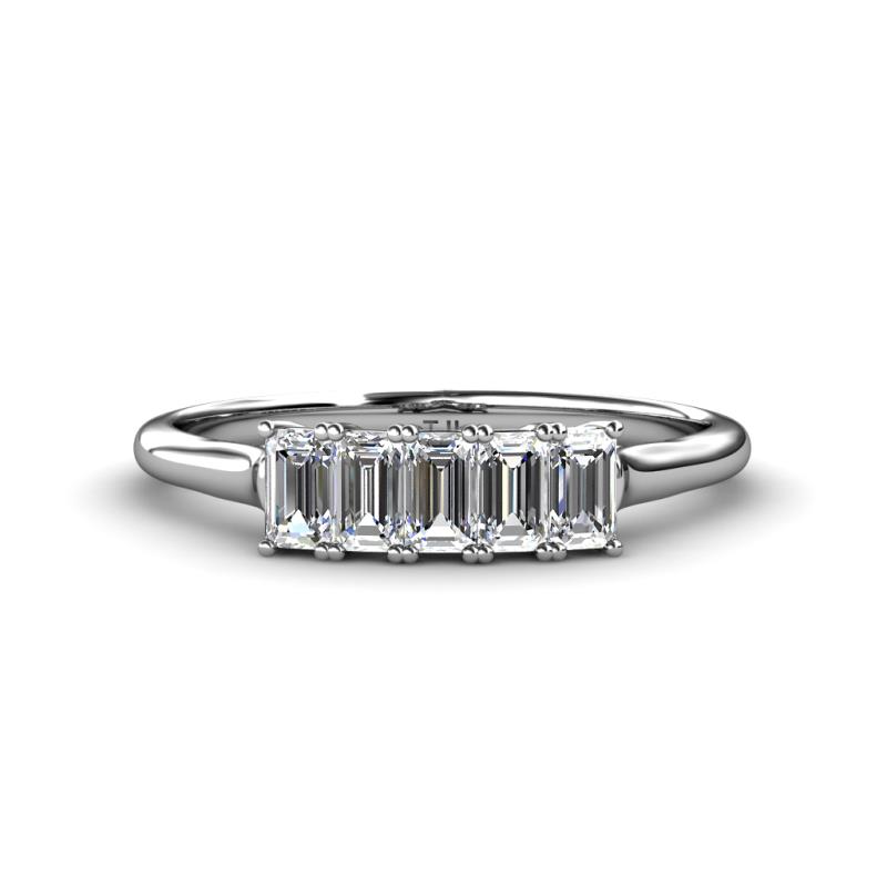 Noura 5x3 mm Emerald Cut Lab Grown Diamond 5 Stone Wedding Band 