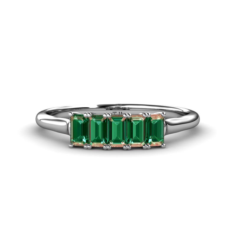 Noura 5x3 mm Emerald Cut Created Alexandrite 5 Stone Wedding Band 