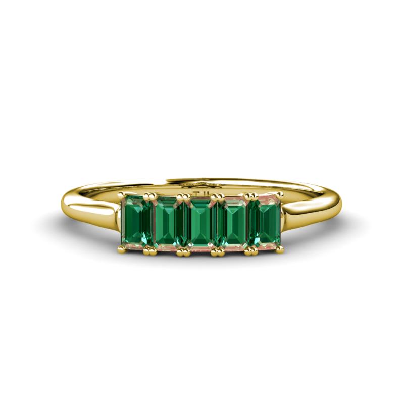 Noura 5x3 mm Emerald Cut Created Alexandrite 5 Stone Wedding Band 