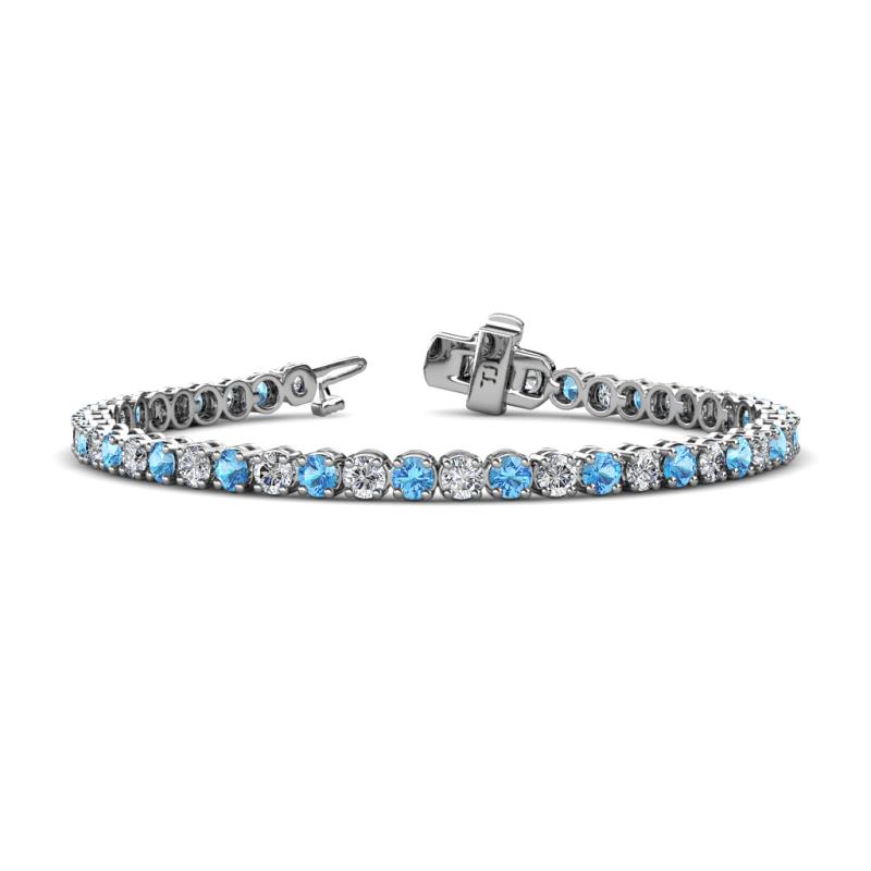 Izarra 3.70 mm Blue Topaz and Lab Grown Diamond Eternity Tennis Bracelet 