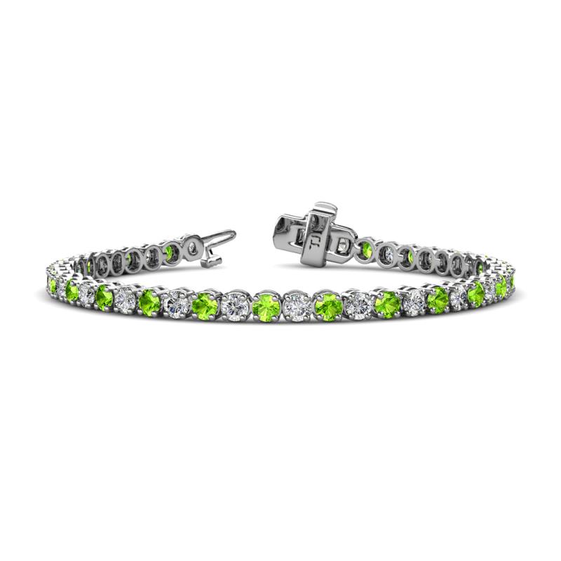 Izarra 3.70 mm Peridot and Lab Grown Diamond Eternity Tennis Bracelet 