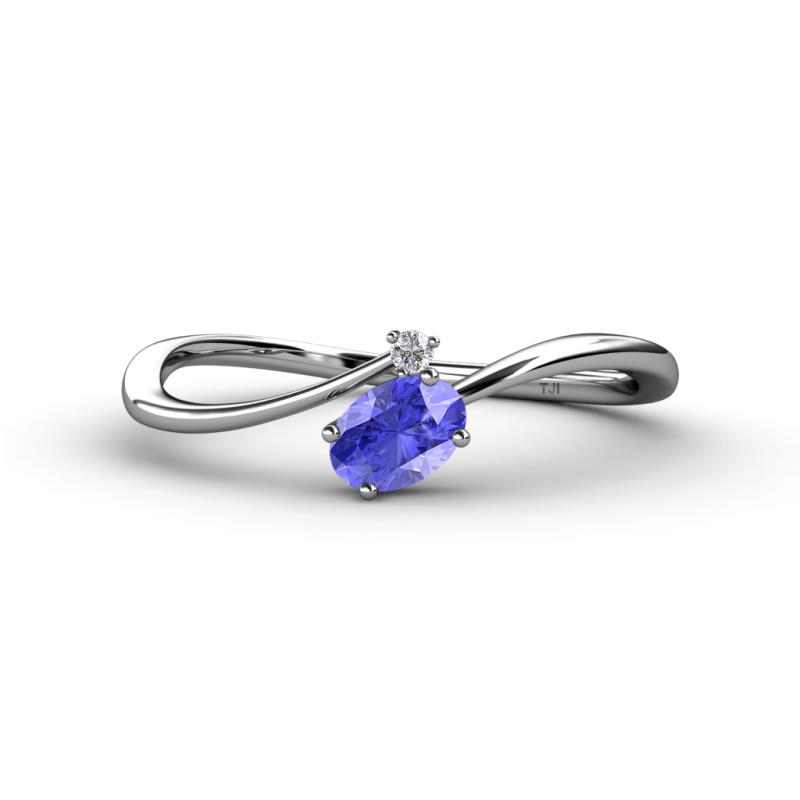 Lucie Bold Oval Cut Tanzanite and Round Diamond 2 Stone Promise Ring 