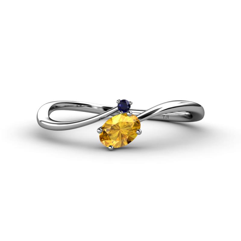 Lucie Bold Oval Cut Citrine and Round Blue Sapphire 2 Stone Promise Ring 