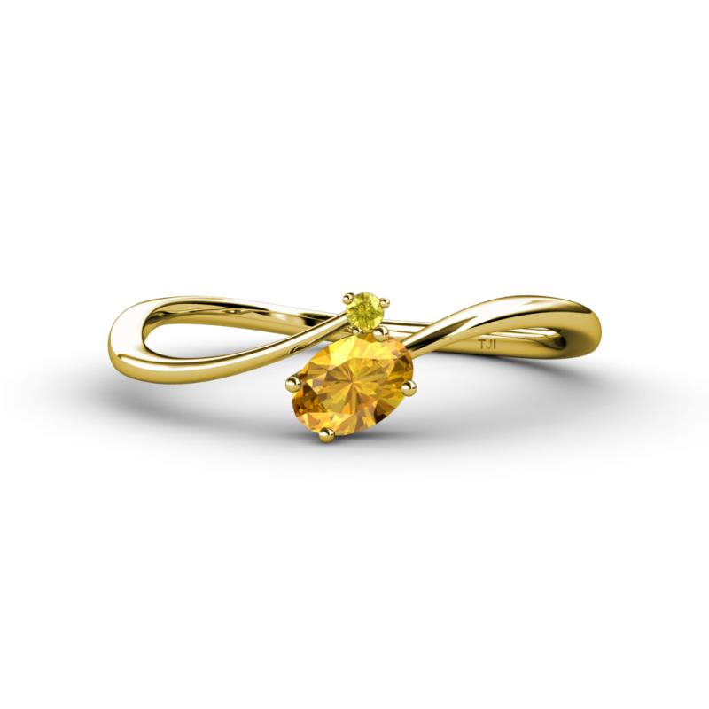 Lucie Bold Oval Cut Citrine and Round Yellow Sapphire 2 Stone Promise Ring 