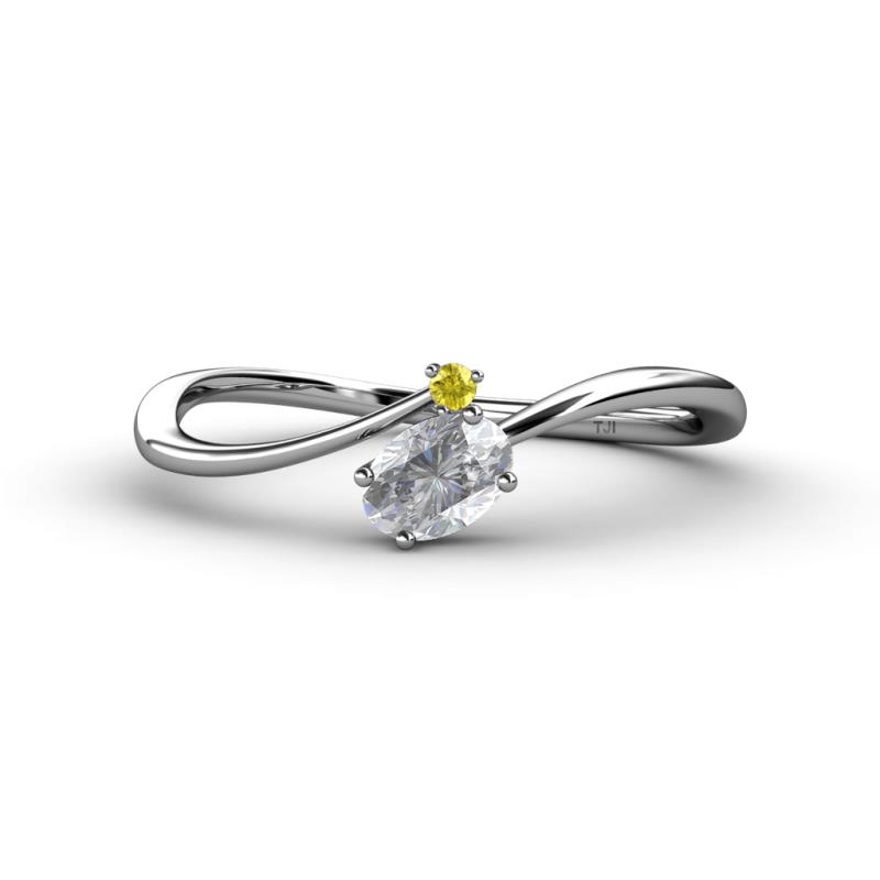 Lucie Bold Oval Cut White Sapphire and Round Yellow Sapphire 2 Stone Promise Ring 