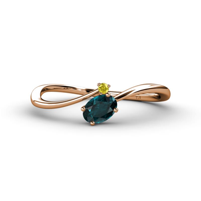 Lucie Bold Oval Cut London Blue Topaz and Round Yellow Sapphire 2 Stone Promise Ring 