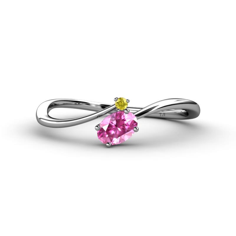 Lucie Bold Oval Cut Pink Sapphire and Round Yellow Sapphire 2 Stone Promise Ring 