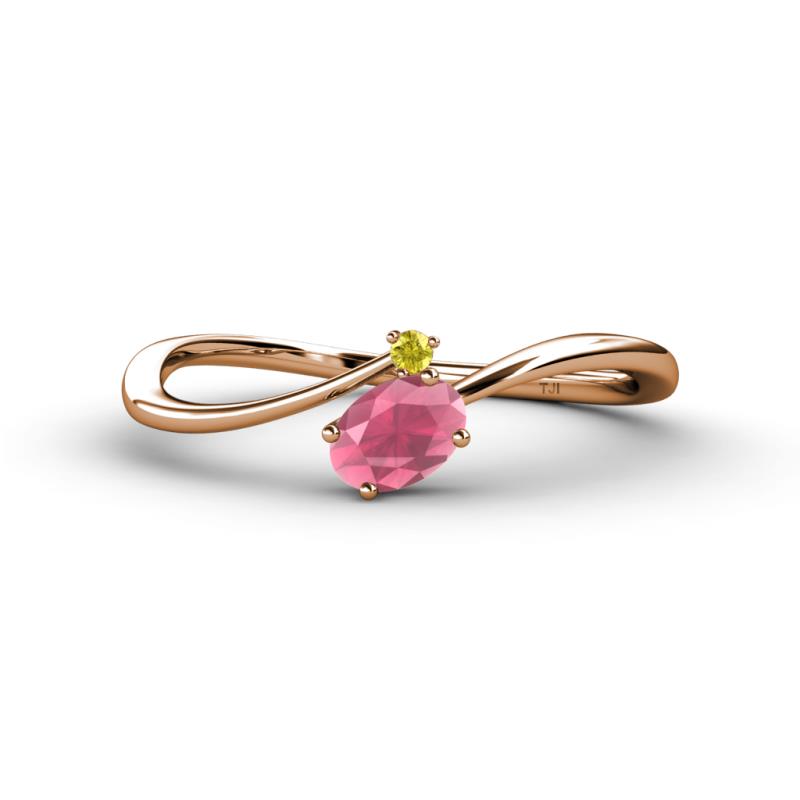 Lucie Bold Oval Cut Rhodolite Garnet and Round Yellow Sapphire 2 Stone Promise Ring 